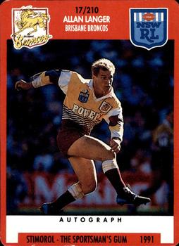 1991 Stimorol NRL #17 Allan Langer Front
